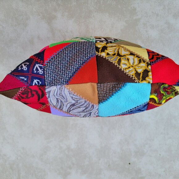 Vintage Crazy Patchwork Throw Pillow 14x14 Polyester Handmade Quilted Embroidery - Picture 11 of 16
